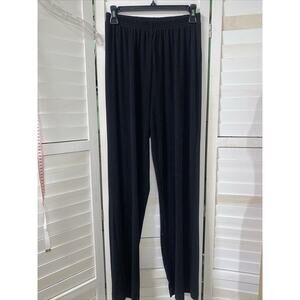 Quacker Factory Black Travel Knit Slinky Pull-On Loose Elastic Waist Pants Small